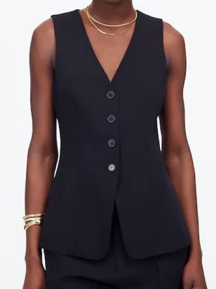 Madewell Nwt Cutaway Long Vest Size 12 In Jet Black